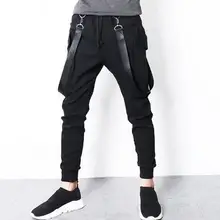 Большого размера корейский версия шаровары модные повседневные Маленькие ноги универсальные Эластичный Талия Черный Мужские брюки/M-3XL