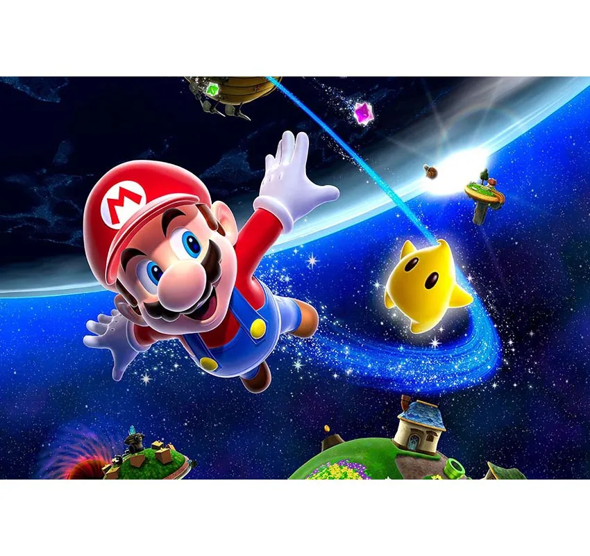 

Photography Backdrop Cartoon super mari Blue Space Sky Children Birthday Party Custom Background Banner Photo studio Backdro