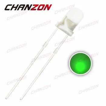 

CHANZON 100pcs 3mm Green Diffused LED Diode Wide Angle Round LED 3 mm Light Emitting Diode Lamp Through Hole 20mA 3V Components