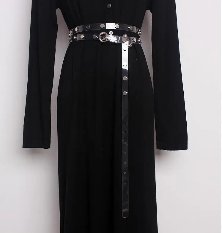 

Women's runway fashion transparent PVC rivet Cummerbunds female Dress Corsets Waistband Belts decoration wide belt R1624