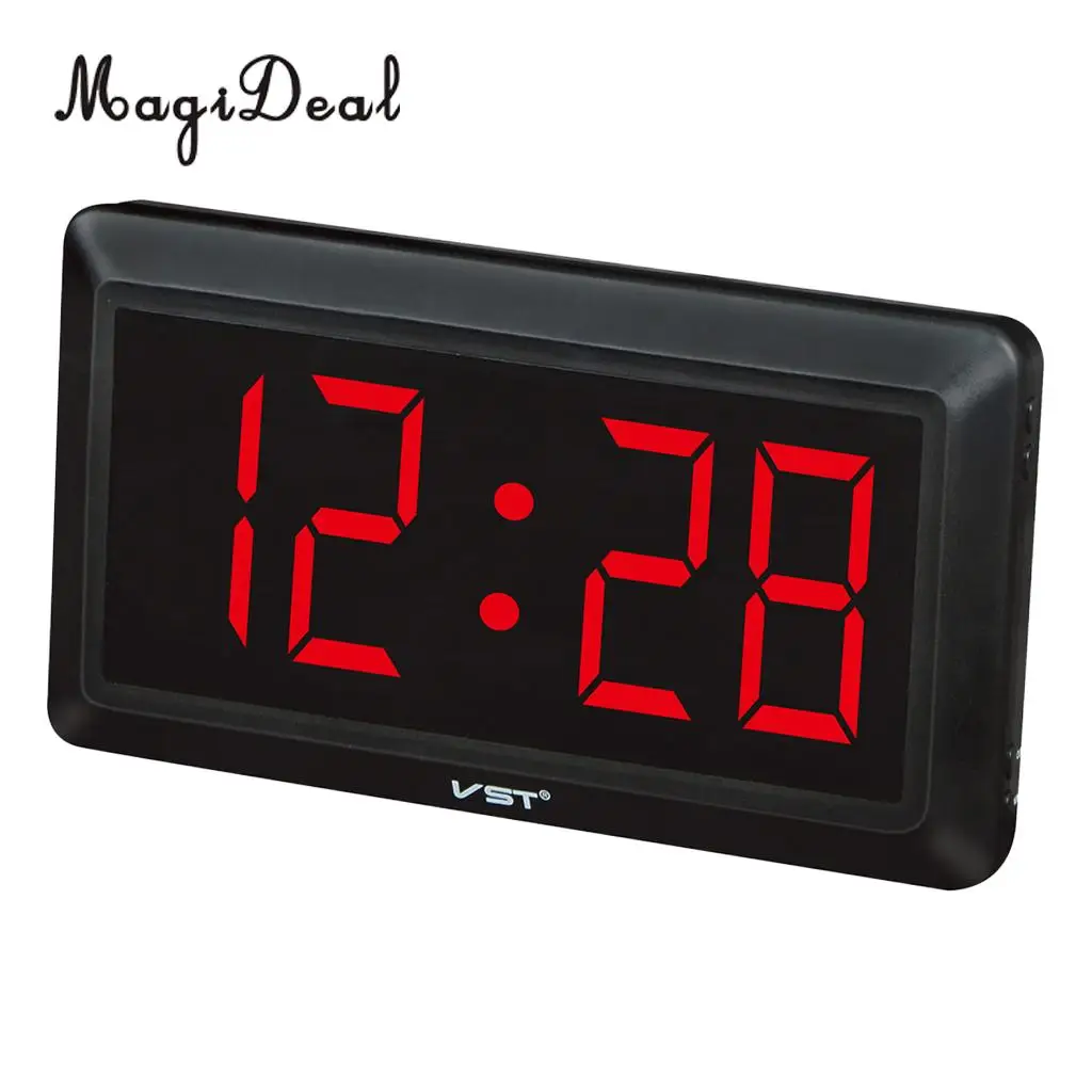 Practical Table Desk Clock Wall Digital LED Clock 24 Hour Display with AAA Backup Battery Memory Function EU Plug