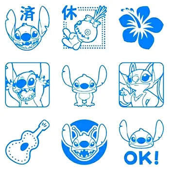 

9 pcs/set Kawaii Stitch Stamp DIY Novelty Toy Self Inking Photosensitive Seal Without Handle Funny Planner Scrapbooking Stamps