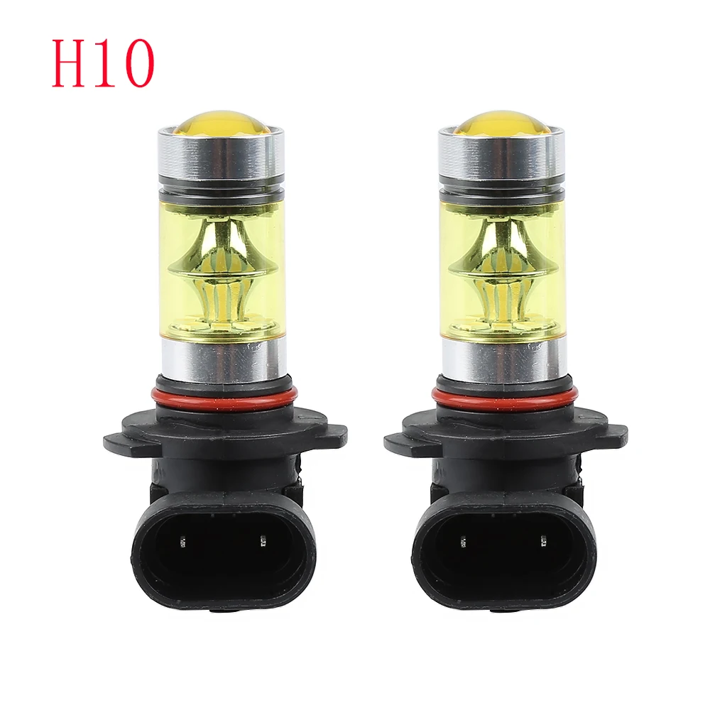 2Pcs H10 100W Fog Light Car Driving Daytime Running Light LED Headlight