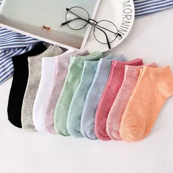 

Invisible Color Cotton Women's Socks Candy Color Solid Color Female Cotton Socks Shallow Mouth Socks
