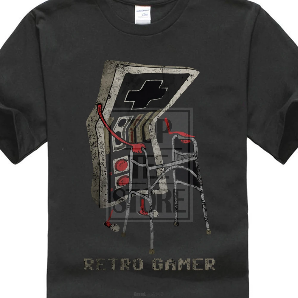

Gildan Retro Gamer Men's T Shirts Gaming Admin Pc Funny T Shirt 3d Print T-Shirt Men Cotton Grandfather Opa Geek Nerd Freak