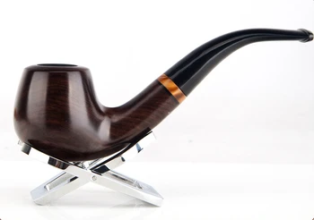 

2019 Smoking Cigarettes Set Ebony Wood Smoking Pipe Handmade Black Tobacco Pipe 9mm Filter Wood Pipe Classic Bent Pipe LH0145
