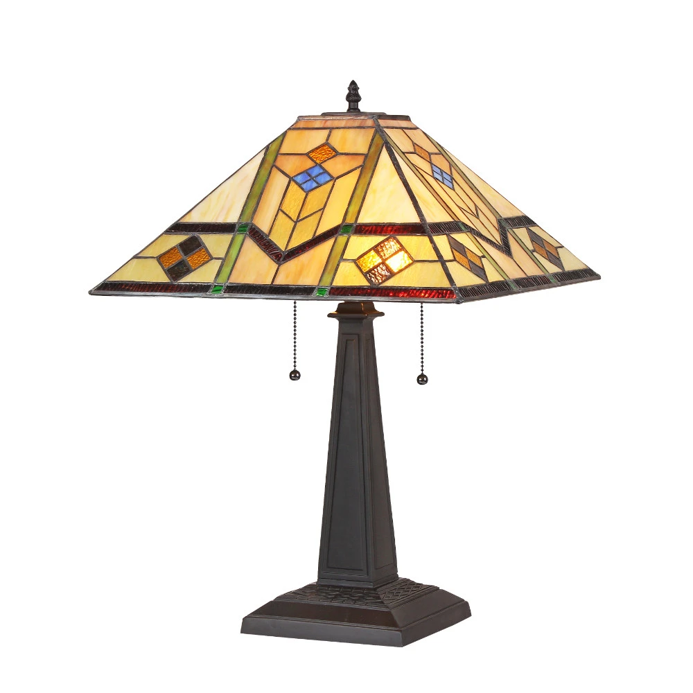 CH35551GM16-TL2 CHLOE Lighting OLIVER Tiffany-style 2 Light Mission Table Lamp 16 Shade