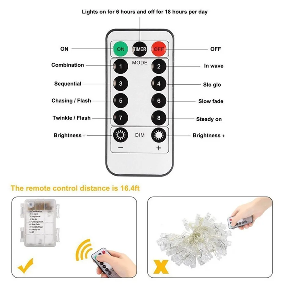 6 м светодиодный светильник 40 прищепка для фото держатель пульт дистанционного управления 8 изменение светильник s USB батарея питание Фея гирлянда для вечерние фотографии