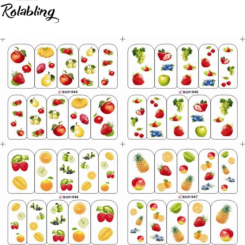 

Rolabling all kinds of fruits with apple&banana&purple water transfer nail sticker for nails stickers cheap art apple sticker