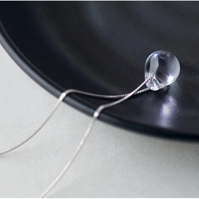 Женское ожерелье из серебра 925 пробы с белым кристаллом|drop pendant|pendant droppendant with chain |