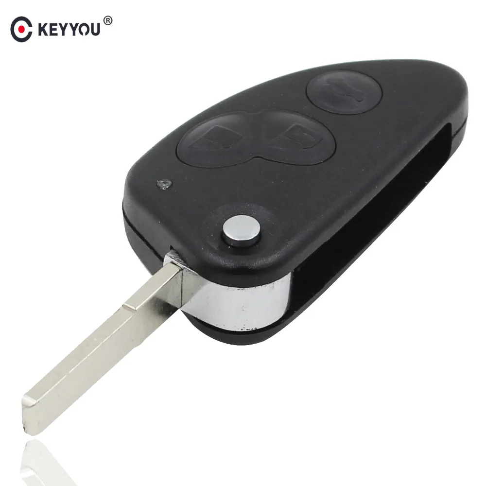 

KEYYOU 3 Buttons Uncut SIP22 Blade Remote Car Key Case Shell Key Combo Flip Fob Car Key Shell for Alfa Romeo 147 156 166 GT