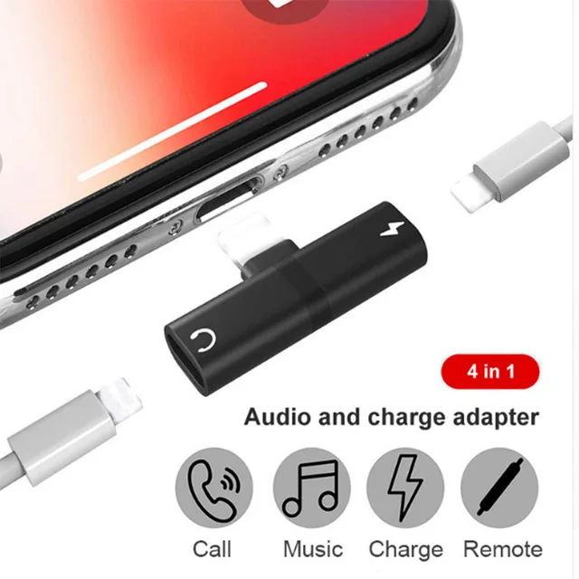 

For Iphone 7 Adapter Headphone Audio Adapter Splitter Charging Music Calling Adapter Connector for Iphone X XS XR 7 8 Plus