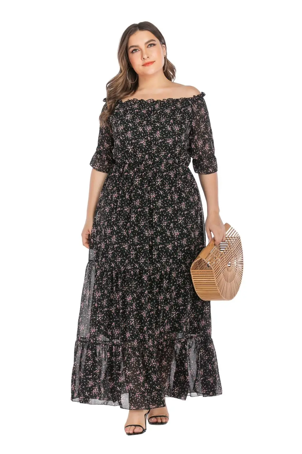 Ruffles Chiffon Boho Dress Maxi 