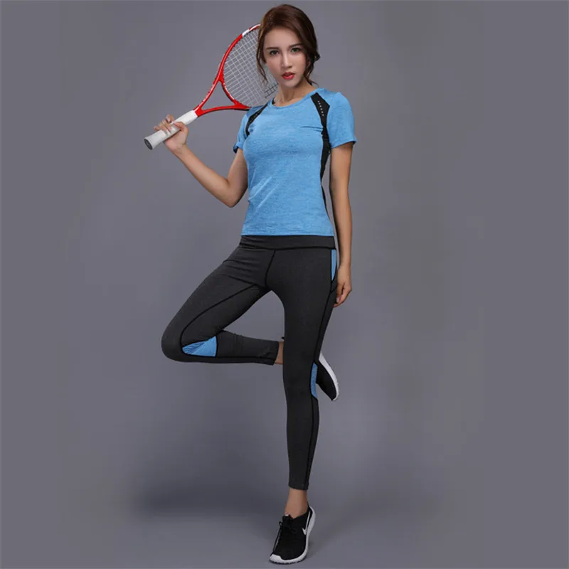 Women's Yoga Gym Fitness Clothing Shirt + Pants Jogging Running Training Yoga Leggings Sport Suit Female Sportswear