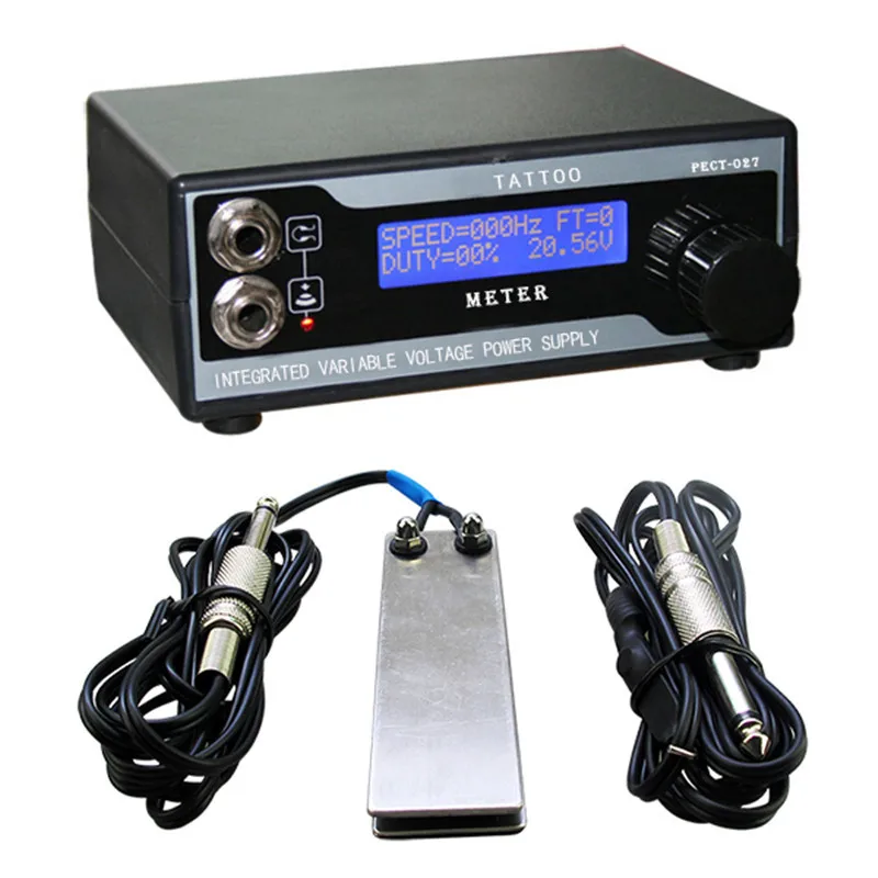 

Tattoo Power Supply Kit Hot Sale Tattoo Power Supply LCD Digital + Stianless Steel Tattoo Foot Pedal Switch + Clip Cord