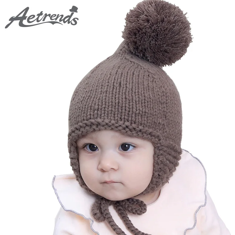 [AETRENDS] 6 24 Months Baby Cute Pom Pom Beanie Hats