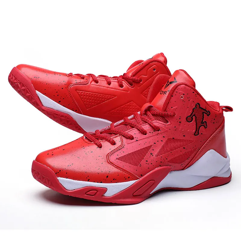 SUROM Luxury Brand Men Red Sneakers Summer Breathable Leather Basketball Shoes Sport Outdoor Athletic Basketball Shoes Men Air