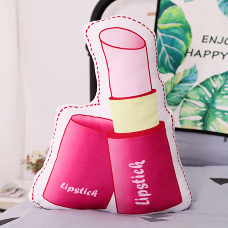 Lipstick 50X40cm Креативные INS макияж серии подушки мягкие подушки милые плюшевые игрушки мягкие маленькие свежие помады духи тушь для ресниц подушки женский подарок - Цвет: Lipstick 50X40cm