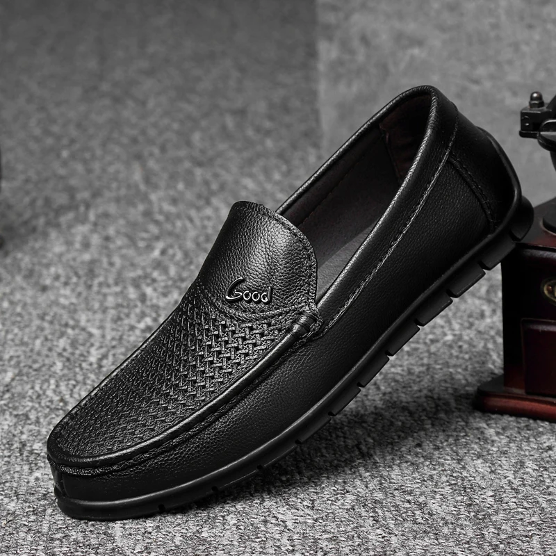 

size 38-47 Men Shoes moccasins loafers For Man genuine leather Footwear Casual hole summer Breathable business dress Men Shoes 5