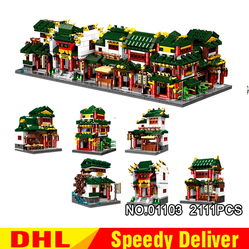 

XINGBAO 01103 Chinatown 6 IN 1 Blocks Bricks Building Educational Toys Model Chrismas Gifts Funny Assembled DIY For Children