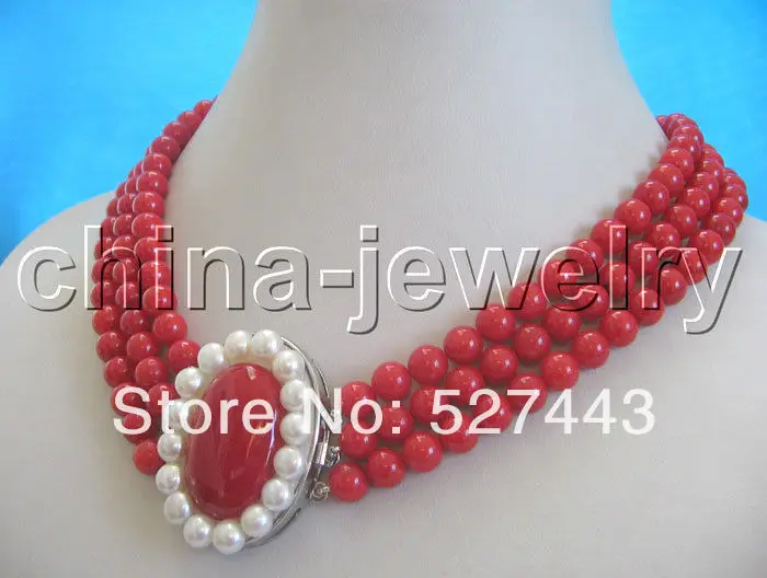 

Wholesale free shipping >>Beautiful AAAA 17-19 " 10mm perfect round red coral necklace