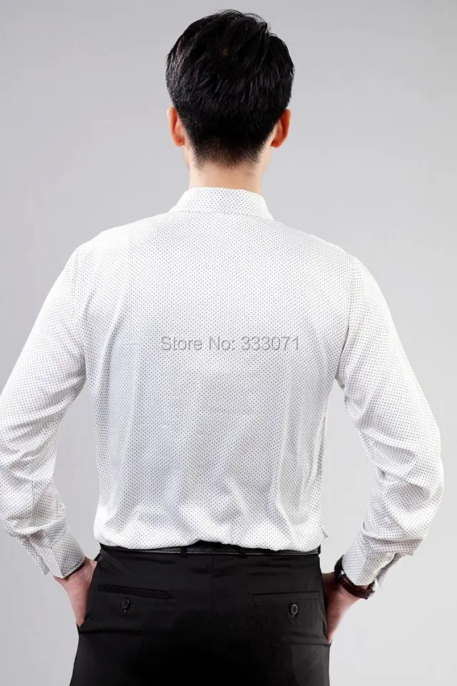 Белая рубашка в черный горошек с длинным рукавом мужская рубашка свадьба/выпускной рубашки для жениха представление досуг мужские вечерние деловые рубашки