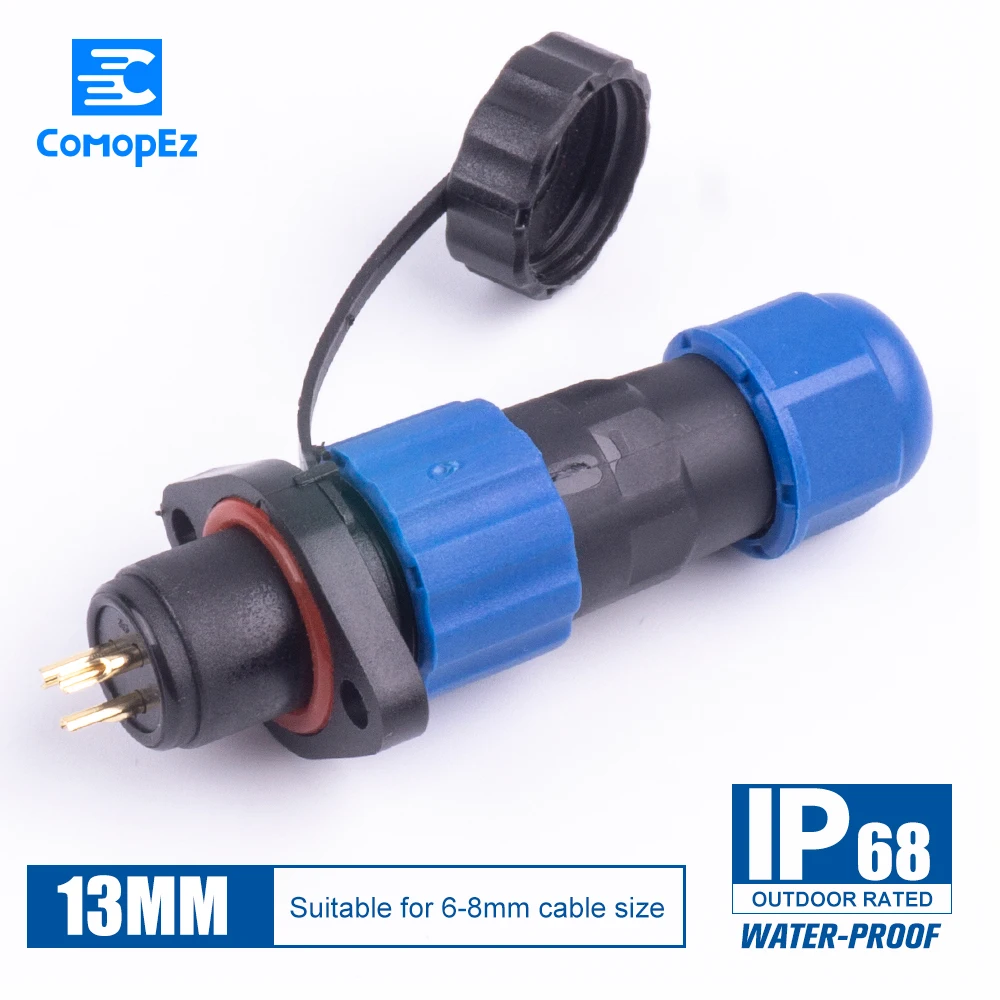 1PC SP13 1Pin-7Pin IP68 Waterproof Plug Socket Power Cable Connector