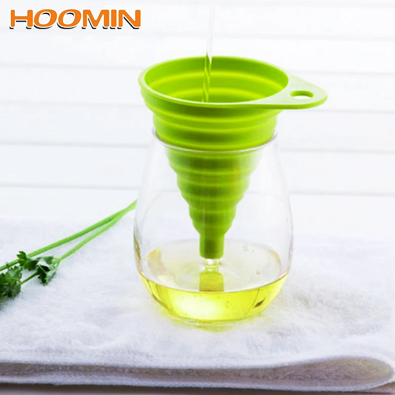 

HOOMIN Mini Silicone Foldable Funnels Protable Foldable Hopper Collapsible Style Funnel Gadgets Kitchen Cozinha Cooking Tools