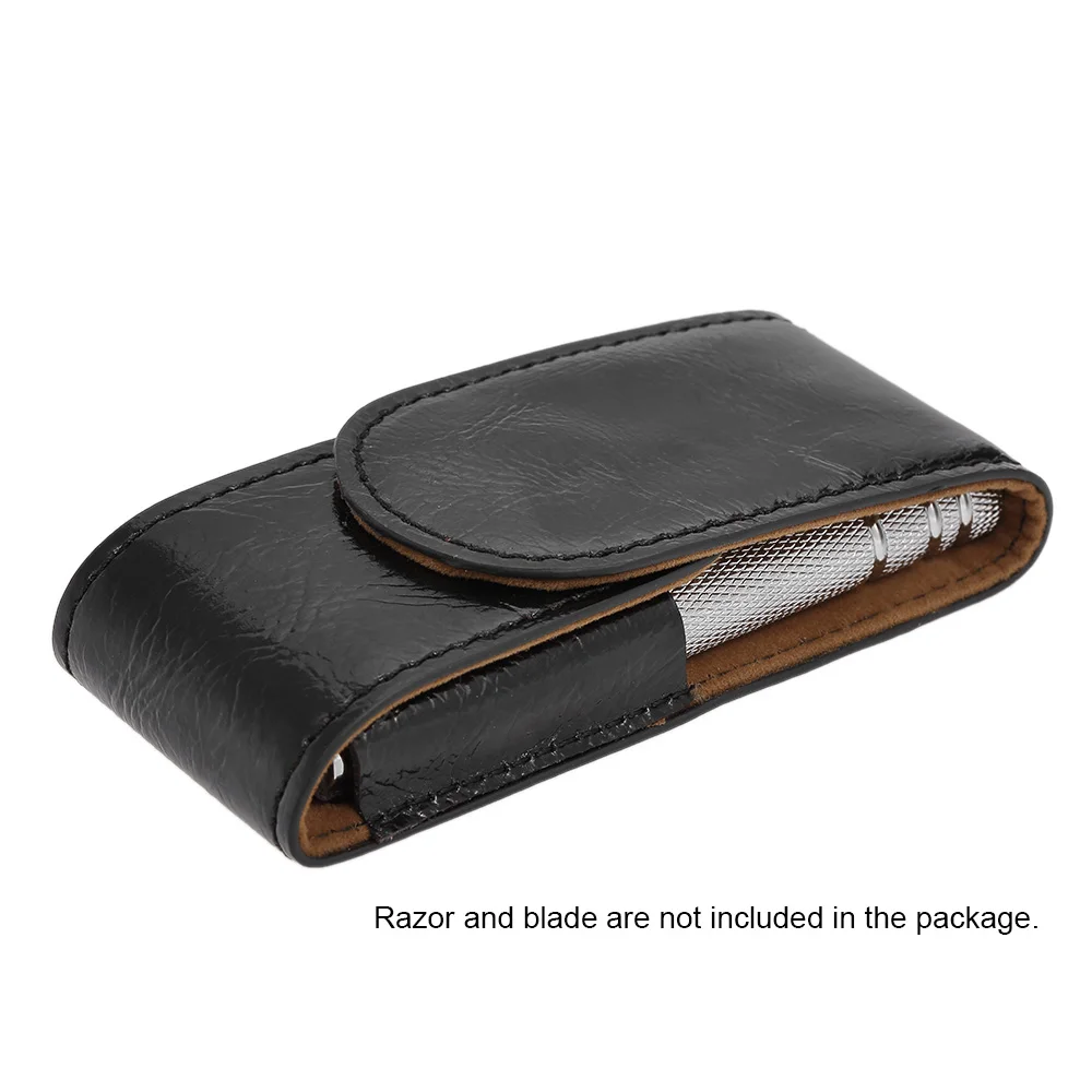 

Men PU Leather Razor Pouch Travel Shaving Brush Safety Razor Case Storage Bag Double Edge Razor Holder Razor Blade Store