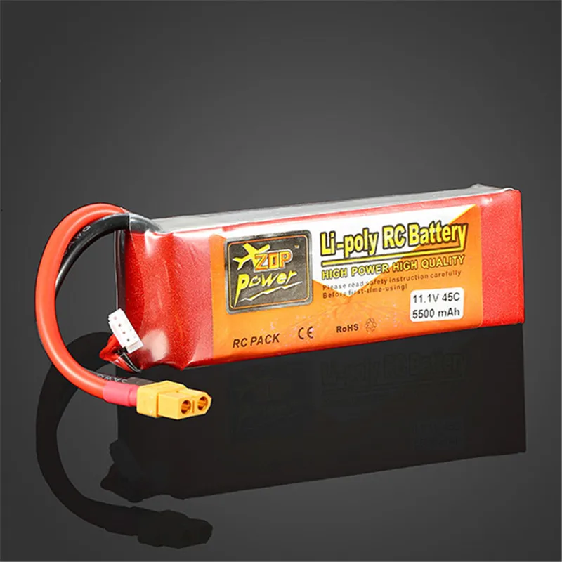 

High Quality ZOP Power 11.1V 3S 5500MAH 45C Battery XT60 Plug Rechargeable Battery For RC Helicopter Part