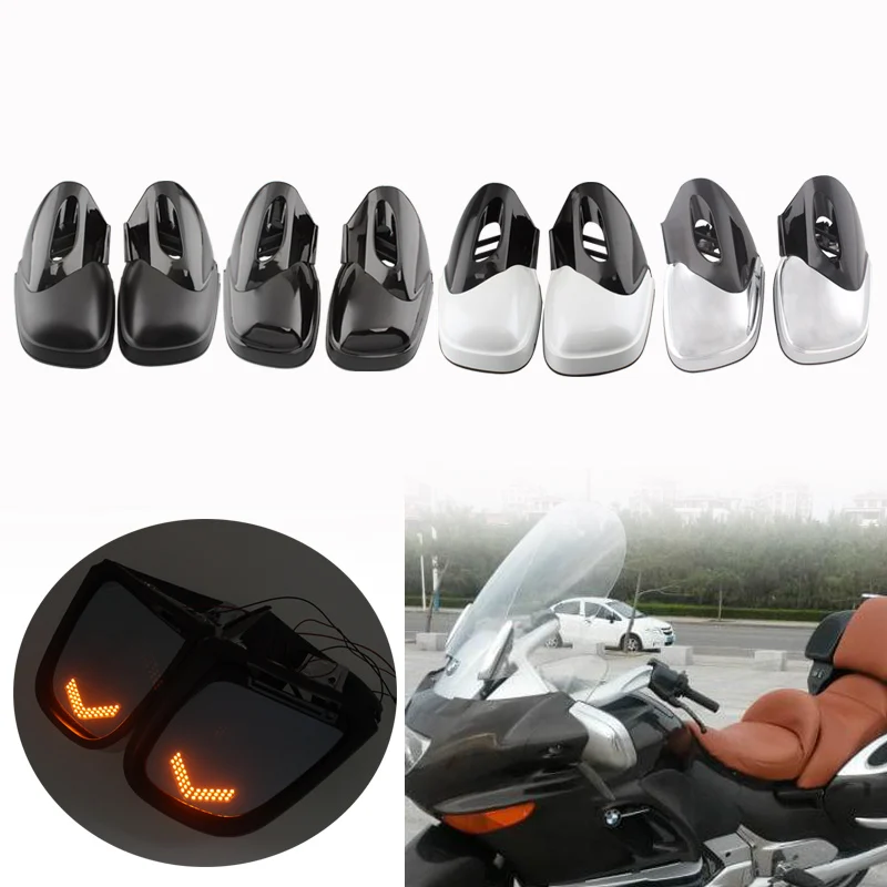 

Motorcycle Fairing Mount Rearview Side Mirror Rear View Mirrors Amber Turn Signals For BMW K1200 K1200LT K1200M 99-08