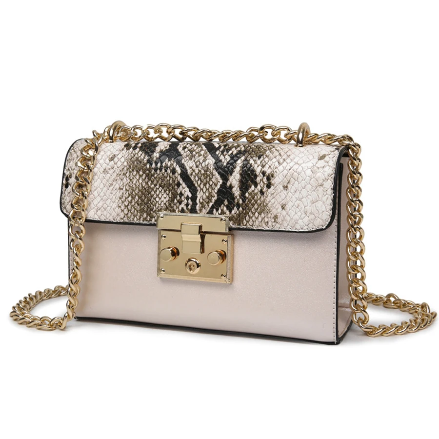 

Designer Handbags High Quality Bag Ladies Shoulder Bags Women Serpentine Leather Metallic Zip Lock Small Chains Bags Flap Bags