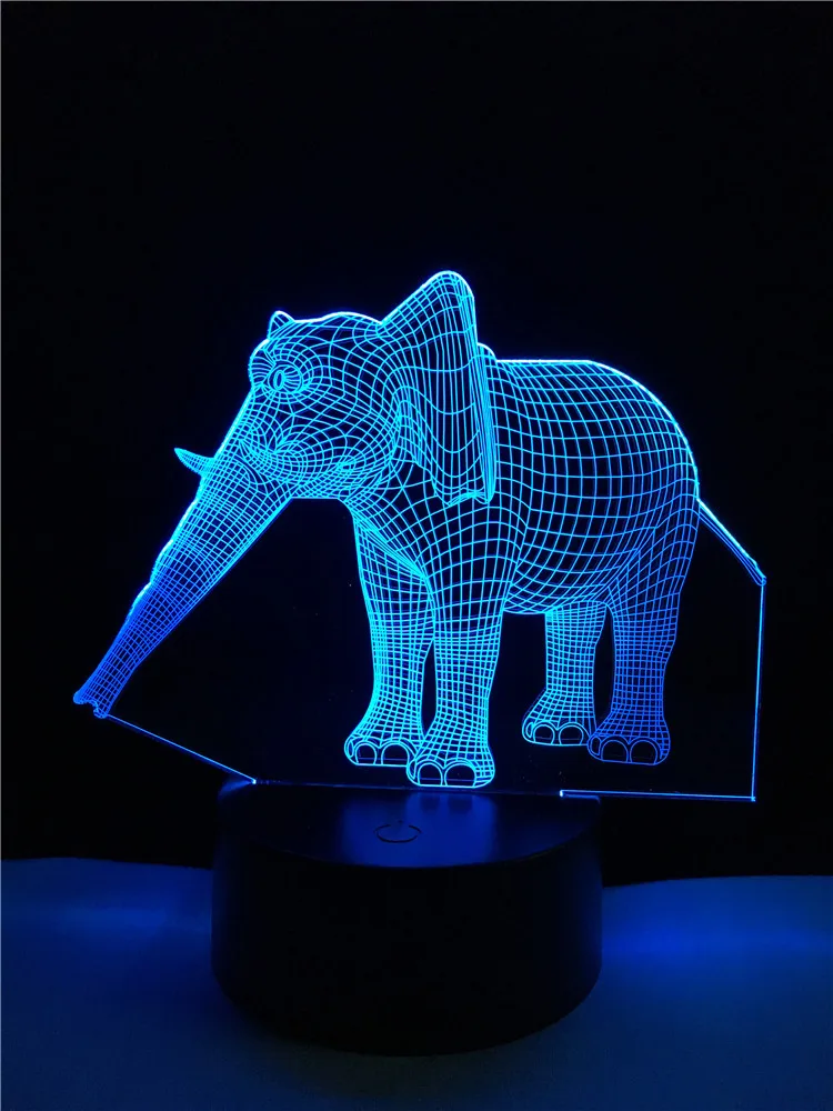 

Animal Thailand Elephant 3D Lamp RBG LED Bulb USB Illsuion Night Light Multicolor Luminaria Holiday Decor Kid Toy Child Baby