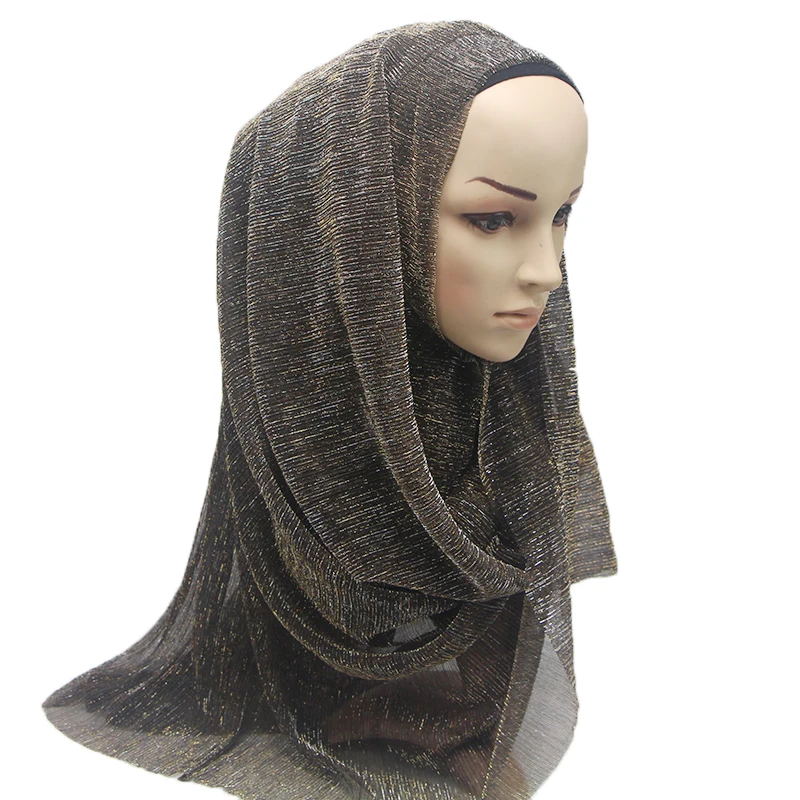 50 Pcs Popualr Gold Thread Solid Scarf Women Veil Hijab