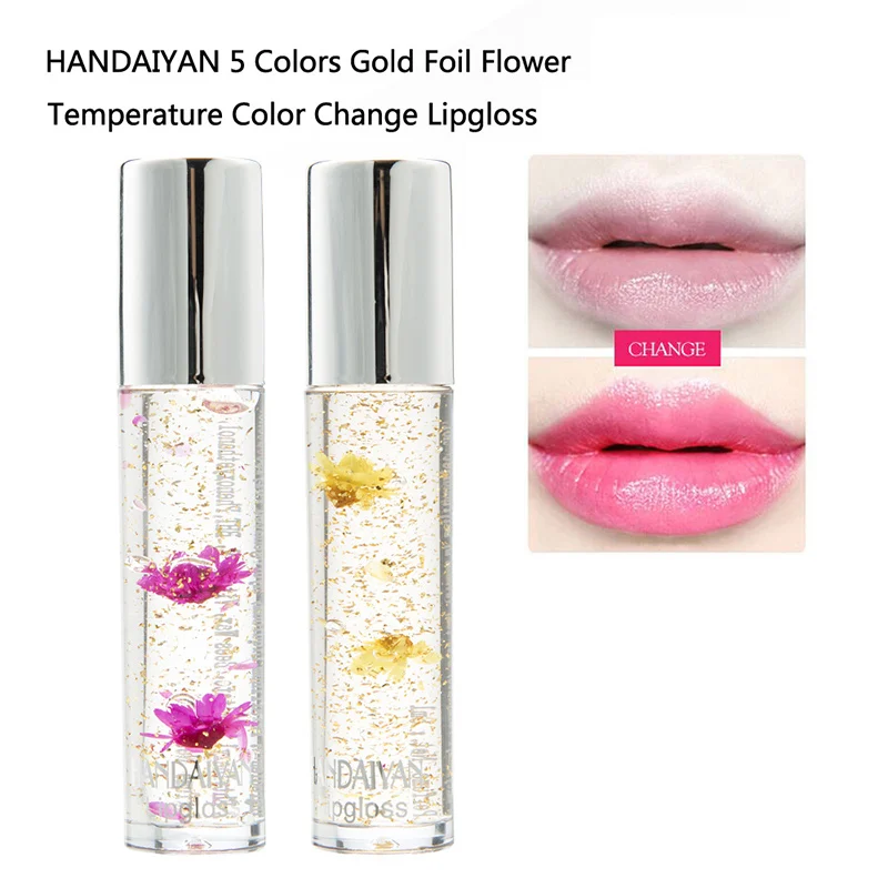 Women Flower Gold Foil Color Changing Lip Gloss Lip Oil Profesional