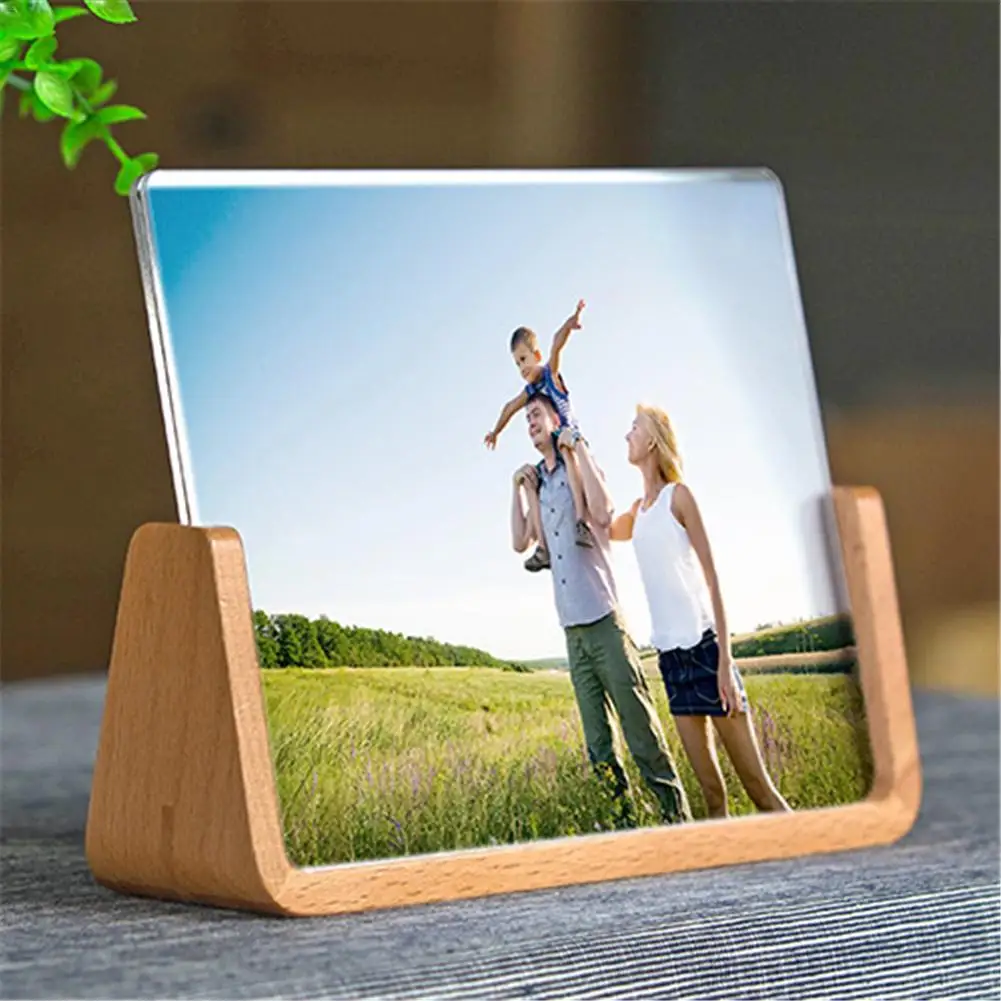 

Creative European Solid Wooden Photo Frame Innovative 6 Inch 7 Inch Acrylic U Shaped Photo Frame Home Desk Decoration
