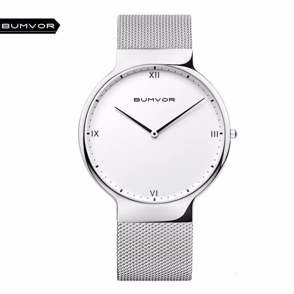 

BUMVOR Luxury Brand Quartz Watch Men's Gold Casual Business Stainless Steel Mesh band Quartz-Watch Fashion Thin Clock male