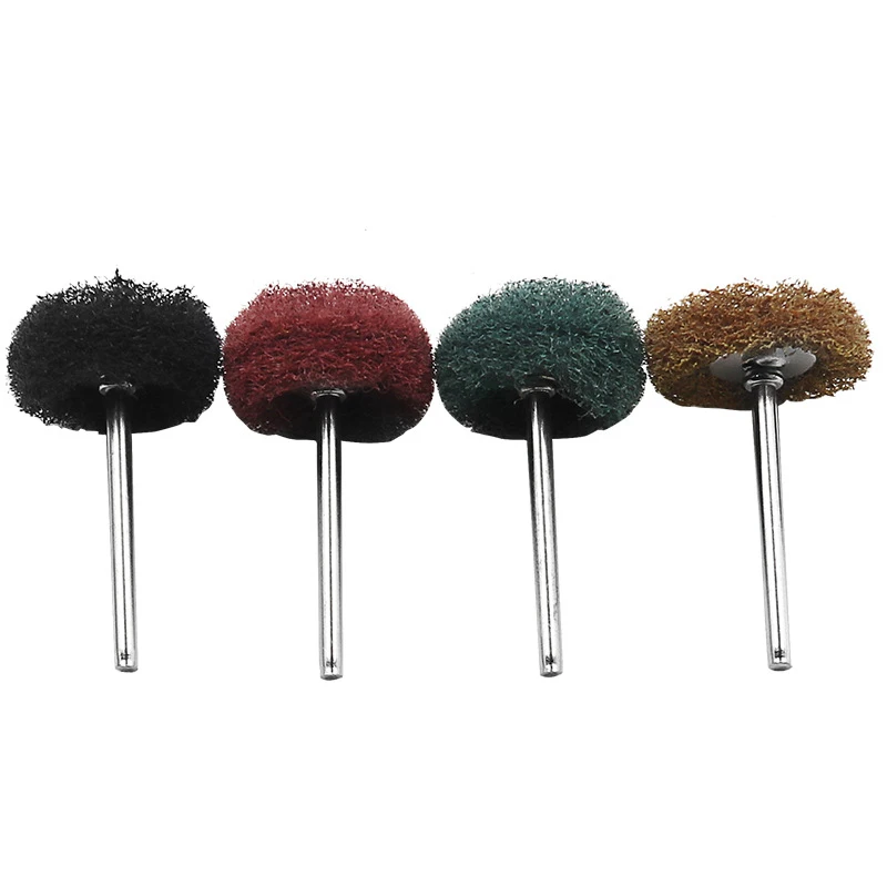 80pcs Mini Brush Scourer Abrasive Wheel Fiber Grinding Sanding Head Buffing Polishing Wheel For Dremel