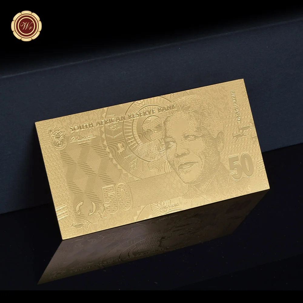 Южная Африка NELSON MANDELA-50 RAND 99.9% 24 K Gold Banknote Новая коллекция банкнот