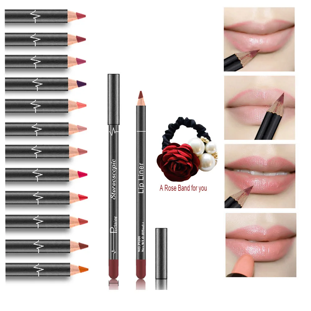 

12Pcs Lot Set 12 Colors Lip Liner Pencil Waterproof Non-marking Matt Velvet Lipstick Pen