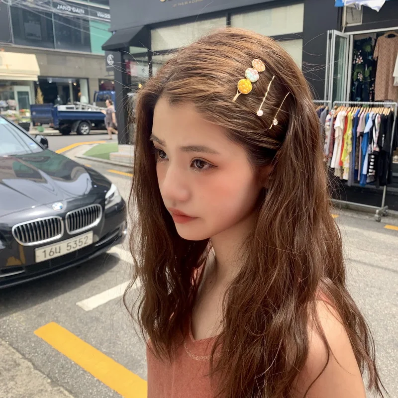 

3Pcs/Set Rainbow Pearl Barrettes Hair Clips Headwear Colorful Rhinestone Hairgrips Korean Style Women Metal Stick Hairpins