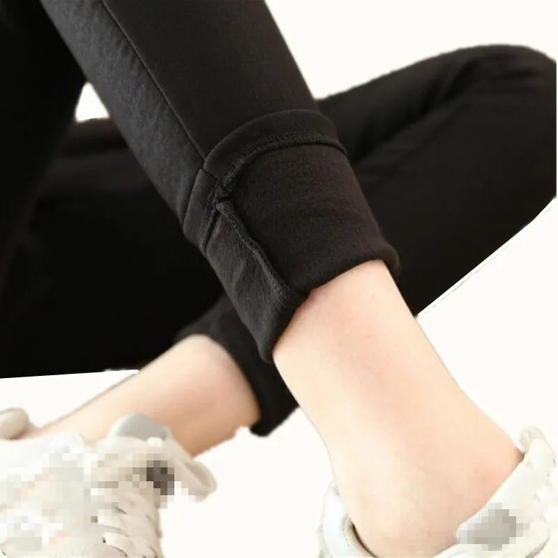 

B1738 2019 spring autumn winter new women addition velvet high waist black elastic nine-point pencil legging cheap wholesale