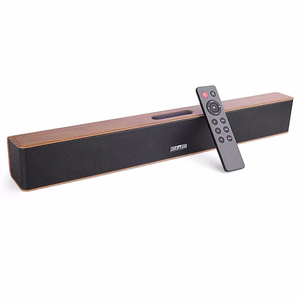

Wooden Bluetooth Soundbar 24W 2.0 Channel Loudspeaker Portable Stereo 3D Surround TF Speaker Aux in USB for PC Home Theatre
