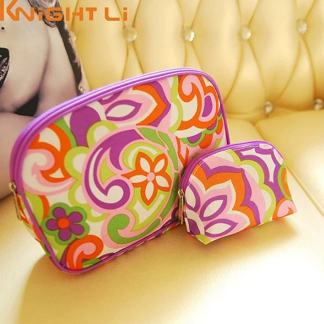 

New Colorful cosmetic bag for women ladies fashion clutch high capacity wash bag female cosmetic case Two Pieces MM2