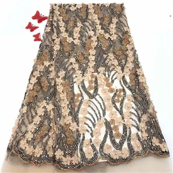 

Swiss Voile Lace Fabric Embroidery Dry Lace beads sequins African French Material 5Yards Nigeria Evening Dress gold, pink green