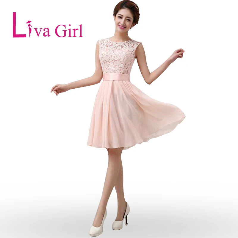 

Liva Girl Elegant Wedding Party Dress Chiffon Lace Mini Dresses For Women Prom Summer Evening robe femme ete Vestidos De Fsiesta