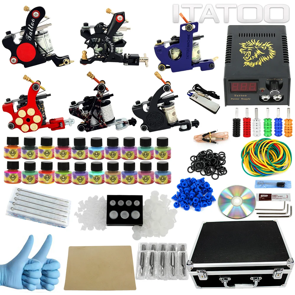 

ITATOO Pens Tattoo Kit Cheap Tattoo Machine Set Kit Tattooing Ink Machine Gun Supplies  Temperary Weapon Professional TK1000008