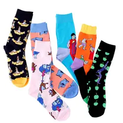Новая мода красочные хлопка Для мужчин Happy Socks мультфильм шаблон Хип-хоп Fucky британский стиль Повседневное Harajuku дизайнерский бренд новинка