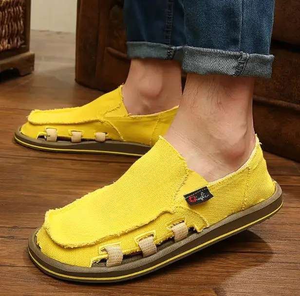

Low help canvas shoes wide foot lazy people trend a footrest leisure spring summer breathable personality men's shoes