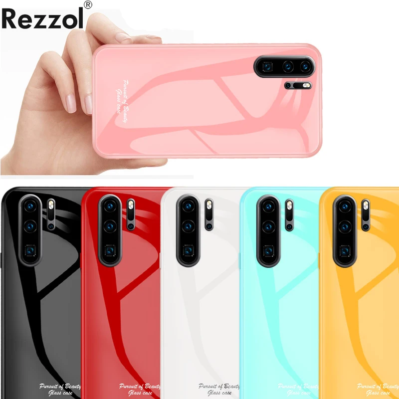 

For Huawei P30 P20 Pro P10 Plus Case Macaron Cute Tempered Glass Soft Silicone edge Hard Case Cover For Huawei P30 P20 Lite Capa